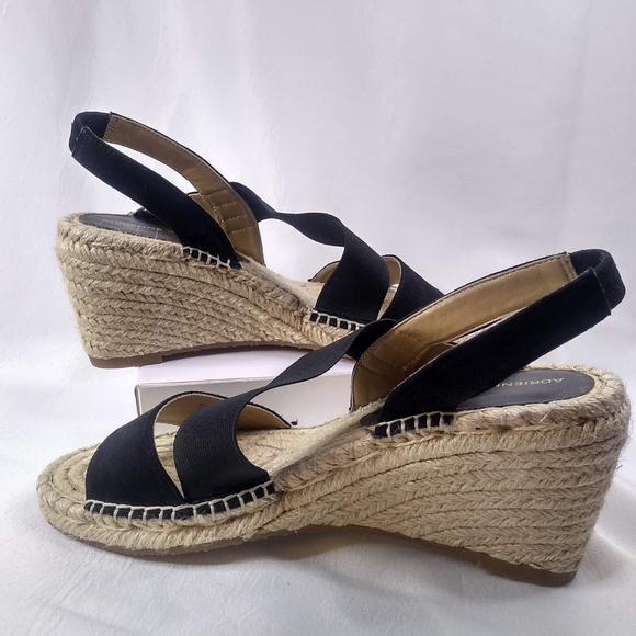 Adrienne Vittadini Black Espadrille Wedge Sandals - Picture 9 of 9